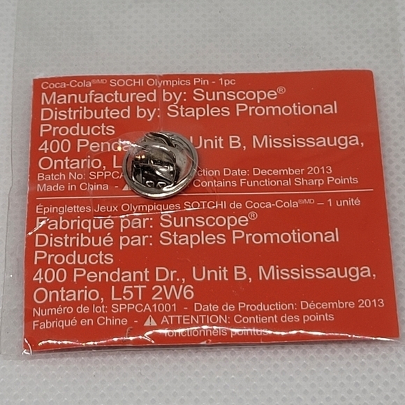 COCA-COLA 2014 Sochi Winter Olympic Games Lapel Push Pin, Set of 2 - Picture 7 of 15